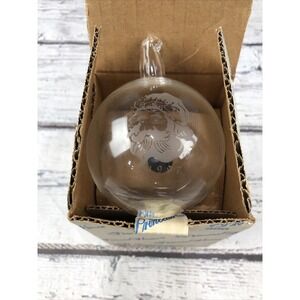 Princess House christmas ornament Clear Glass Santa Claus Ball #366 NIB